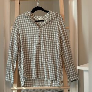J. Crew Black and White Plaid Bay Fit Shirt